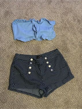 Almost Famous Navy Polka Dot High-Waist Sailor Shorts